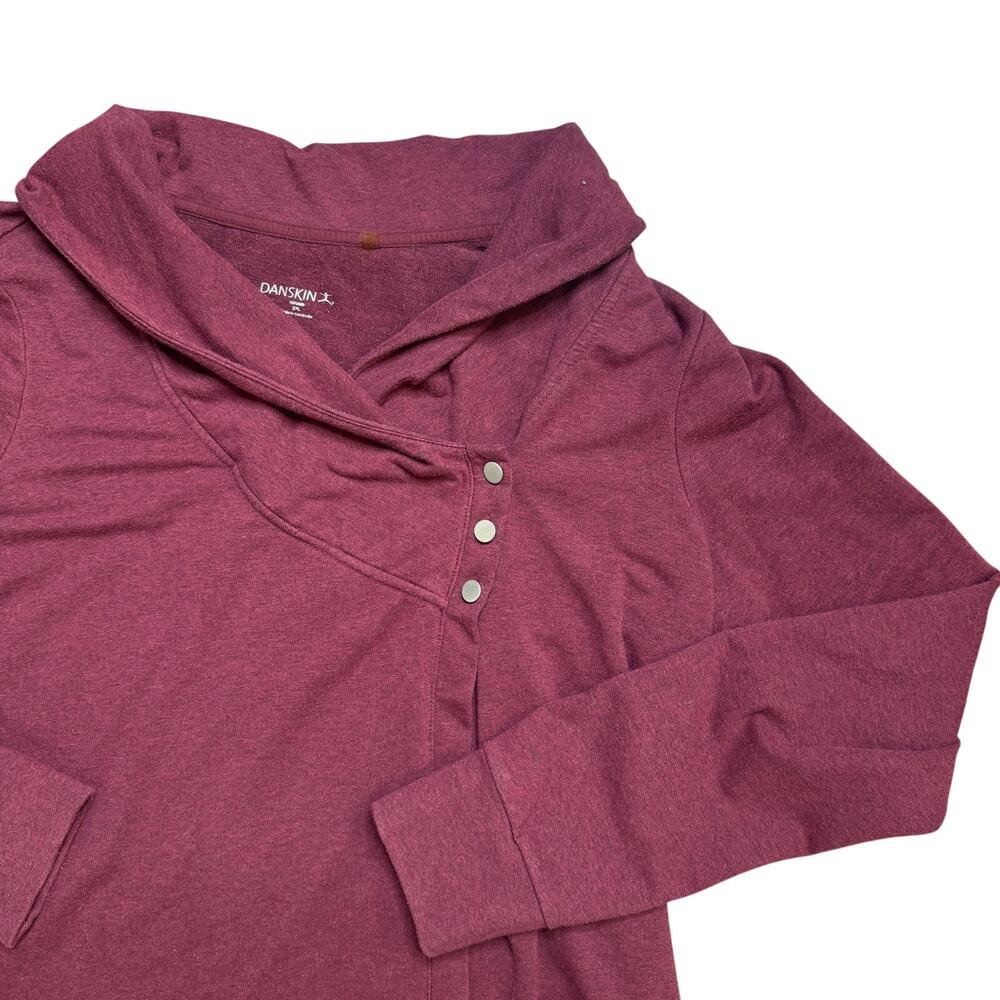DANSKIN WOMEN’S BURGUNDY RED JUMPER XXL 2XL SWEATER BUTTON JACKET